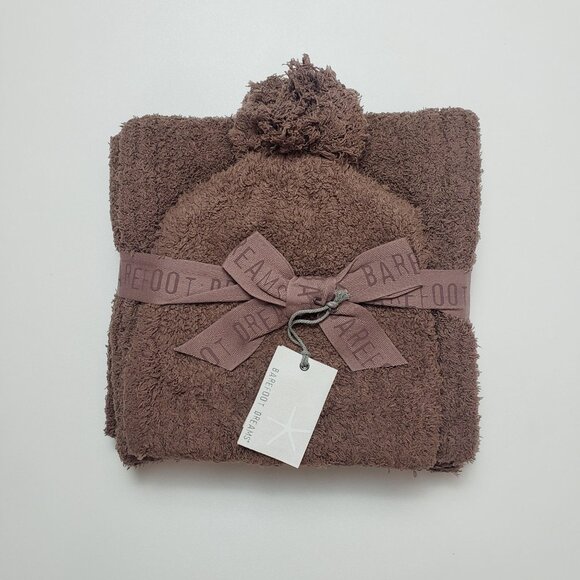Barefoot Dreams Accessories - Barefoot Dreams CozyChic Pom Pom Beanie & Scarf Set Chestnut OS Warm Winter Wear